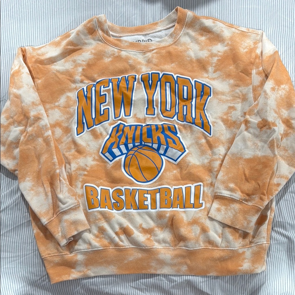Hybrid Apparel Orange and White Tie-Dye Knicks Sweatshirt